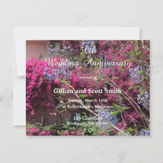 Elegant Floral 50th Wedding Anniversary Invitation (Front)