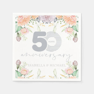 Elegant Floral 50th Wedding Anniversary Napkins