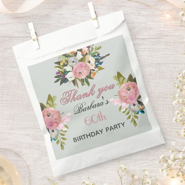 Elegant Floral 60th Birthday  Favor Bag (Creator Uploaded)