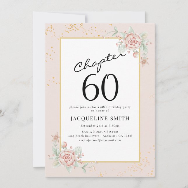 Elegant Floral 60th birthday Invitation (Front)