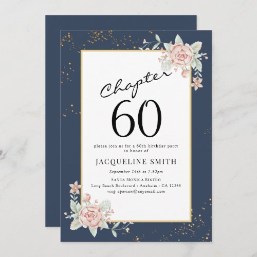 Elegant Floral 60th birthday Invitation