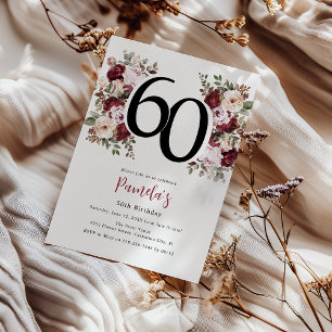Elegant Floral 60th Birthday Invitation