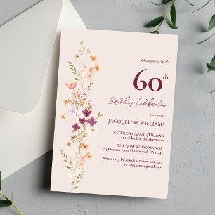 Elegant Floral 60th Birthday Invitation