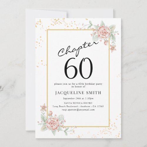 Elegant Floral 60th birthday Invitation