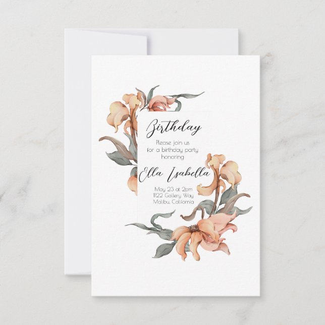 Elegant Floral 60TH Birthday Invitation (Front)