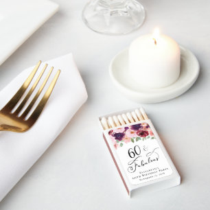Elegant Floral 60th Birthday Party Favor Matchboxes