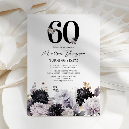 Elegant Floral 60th Birthday Party Invitation
