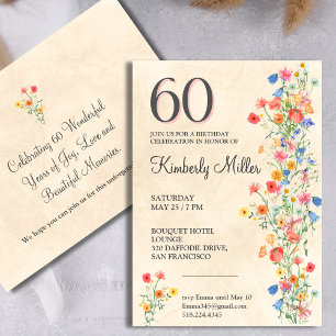 Elegant Floral 60th Birthday Party Invite
