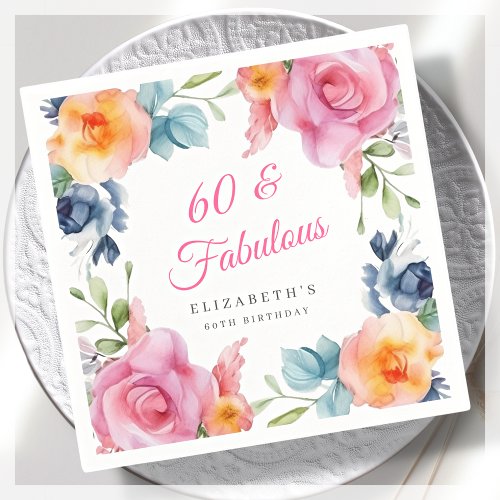 Elegant Floral 60th Birthday Party  Napkins