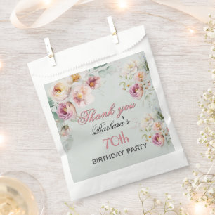 *Elegant Floral 70th Birthday Favor Bag