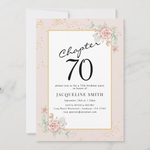 Elegant Floral 70th birthday Invitation