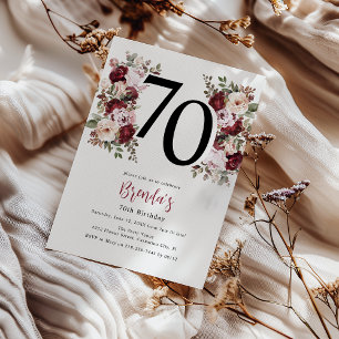 Elegant Floral 70th Birthday Invitation