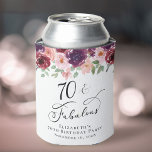 Elegant Floral 70th Birthday Party<br><div class="desc">Elegant can coolers for her 70th birthday party with "70 & Fabulous" in a chic calligraphy script and watercolor bouquets of burgundy red and blush pink florals with sage greenery.</div>