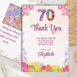 Elegant Floral 70th Birthday Party / 70 Years Thank You Card<br><div class="desc">Elegant Floral 70th Birthday Party / 70 Years Thank You Card. Express gratitude in style with this elegant floral 70th birthday thank you card. Featuring a vibrant watercolor flower design and classic typography, this customizable card is perfect for thanking guests after a milestone celebration. Personalize with your own message for...</div>