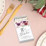 Elegant Floral 70th Birthday Party Favor Matchboxes<br><div class="desc">Elegant matchbox favors for her 70th birthday party that features "70 & Fabulous" in a stylish script and watercolor bouquets of burgundy red,  blush pink and purple florals with light sage greenery.</div>