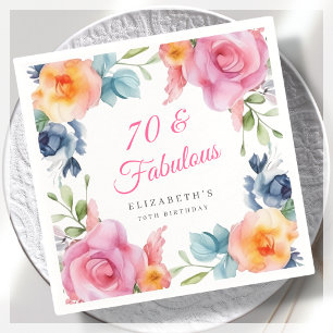 Elegant Floral 70th Birthday Party Napkins