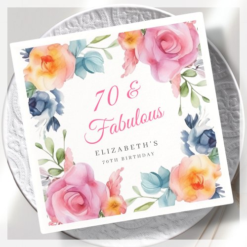 Elegant Floral 70th Birthday Party  Napkins