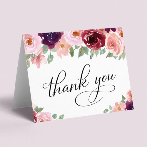 Elegant Floral 70th Birthday Party Thank You Card