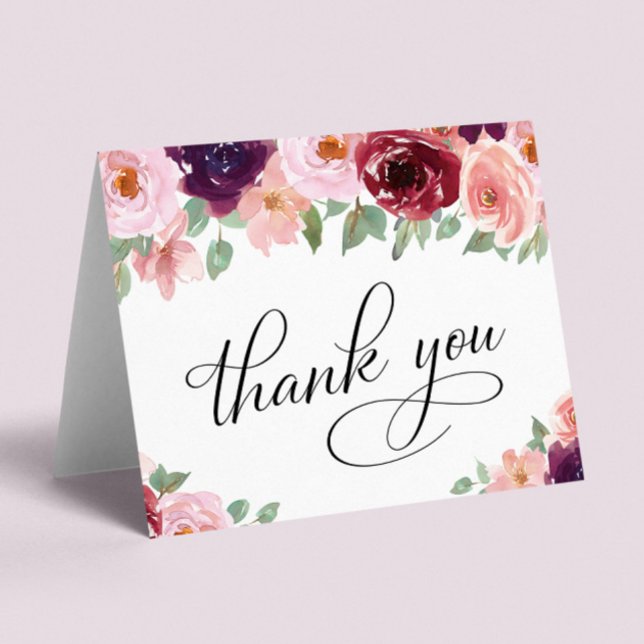 Elegant Floral 70th Birthday Party Thank You Card (Creator Uploaded)