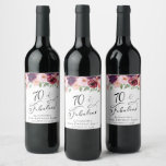 Elegant Floral 70th Birthday Party Wine Label<br><div class="desc">Elegant wine labels for her 70th birthday party featuring "70 & Fabulous" in a stylish script and watercolor bouquets of burgundy red,  blush pink and purple florals with light sage greenery.</div>