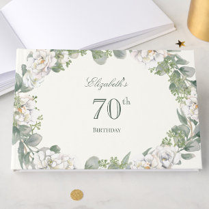 Elegant Floral 70th Birthday Welcome Sign Guest Book