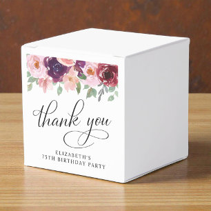 Elegant Floral 75th Birthday Party Thank You Favor Boxes