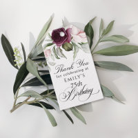 Elegant Floral 75th Birthday Thank You Gift Tags