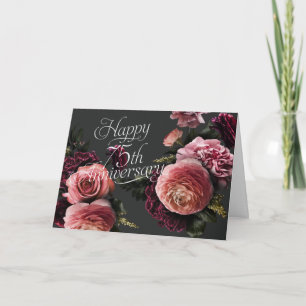 Elegant Floral-75th Wedding Anniversary Card
