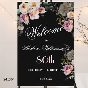 *Elegant Floral 80th Birthday (24x36) Welcome Foam Board