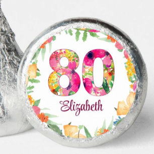 Elegant Floral 80th Birthday Party Chocolates Hershey®'s Kisses®