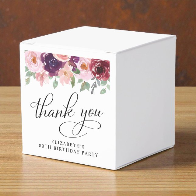 Elegant Floral 80th Birthday Party Thank You Favor Boxes (Elegant Floral 80th Birthday Party Thank You Favor Boxes)