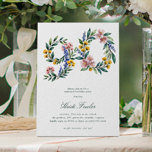 Elegant Floral 90' Botanical 90th Birthday Invitation