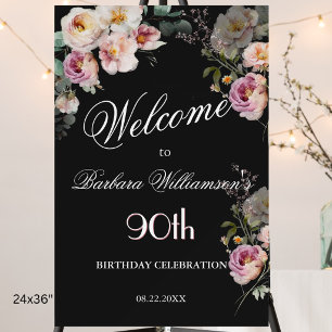 *Elegant Floral 90th Birthday (24x36) Welcome Foam Board