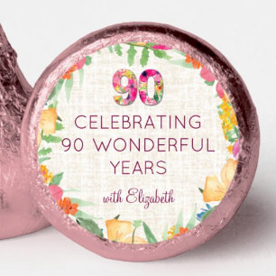 Elegant Floral 90th Birthday Candy Favors