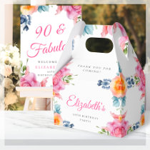 Elegant Floral 90th Birthday Favor Box