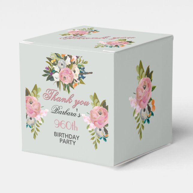 Elegant Floral 90th Birthday  Favor Boxes (Front Side)