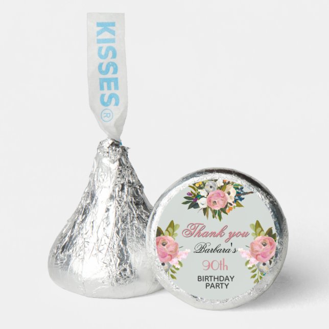Elegant Floral 90th Birthday  Hershey®'s Kisses® (Front)