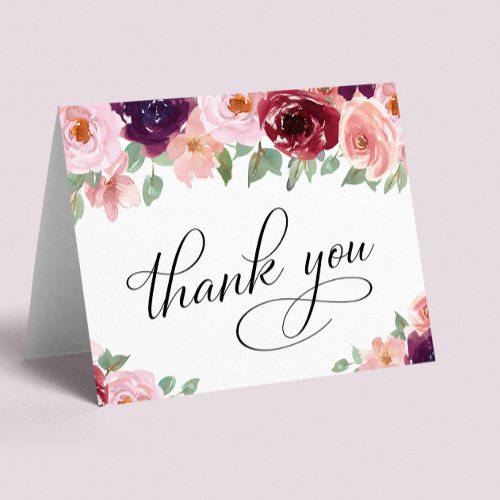 Elegant Floral 90th Birthday Party Thank You Card