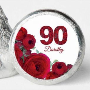 Elegant Floral 90th Birthday Red Party Chocolates Hershey®'s Kisses®