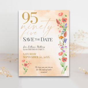 Elegant Floral 95th Birthday - 95 Save The Date Announcement Postcard