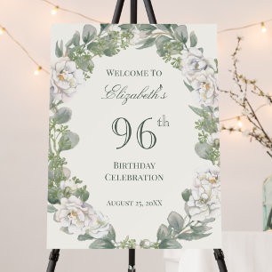 Elegant Floral 96th Birthday Welcome Sign