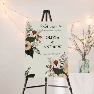 Elegant floral accents and a soft color palette foam board