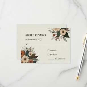 Elegant floral accents and a soft color palette RSVP card