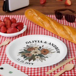 Elegant floral accents and soft color palette paper plates