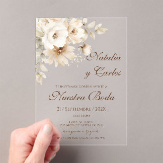 Elegant Floral Acrylic Wedding Invitation