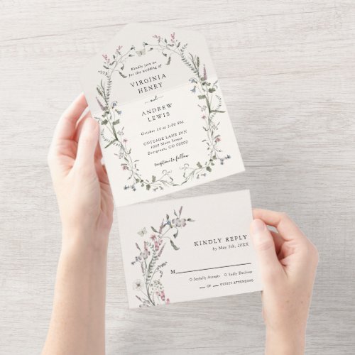 Elegant Floral All in One Wedding Invite