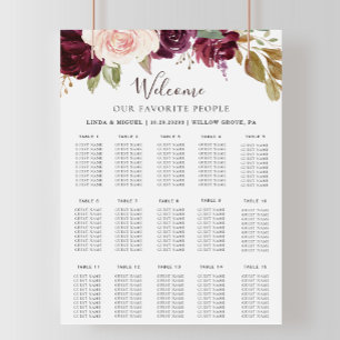 Elegant Floral Alphabetical Wedding Seating Chart