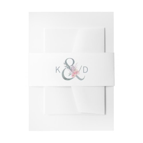 Elegant Floral Ampersand with Initials Wedding Invitation Belly Band