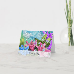 Elegant Floral and Butterfly All Occasion Note Car Letterpress Thank You Card