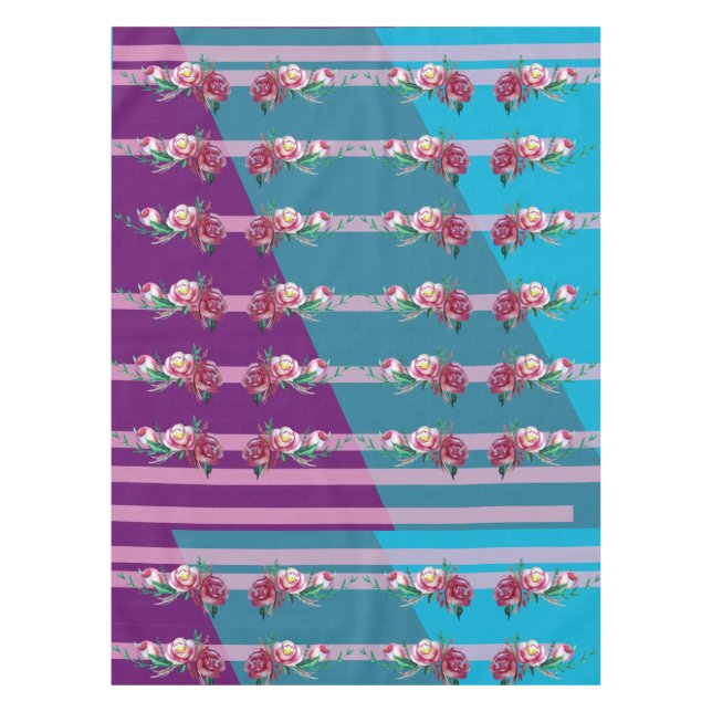 Elegant Floral and Lines  Tablecloth (Front)